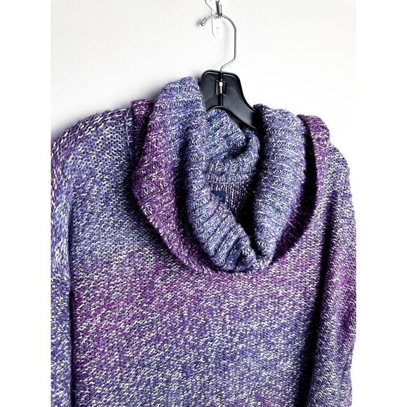 American Eagle Metallic Chunky Knit Cowl Neck Purple Oversized Womens Large - Picture 2 of 6
